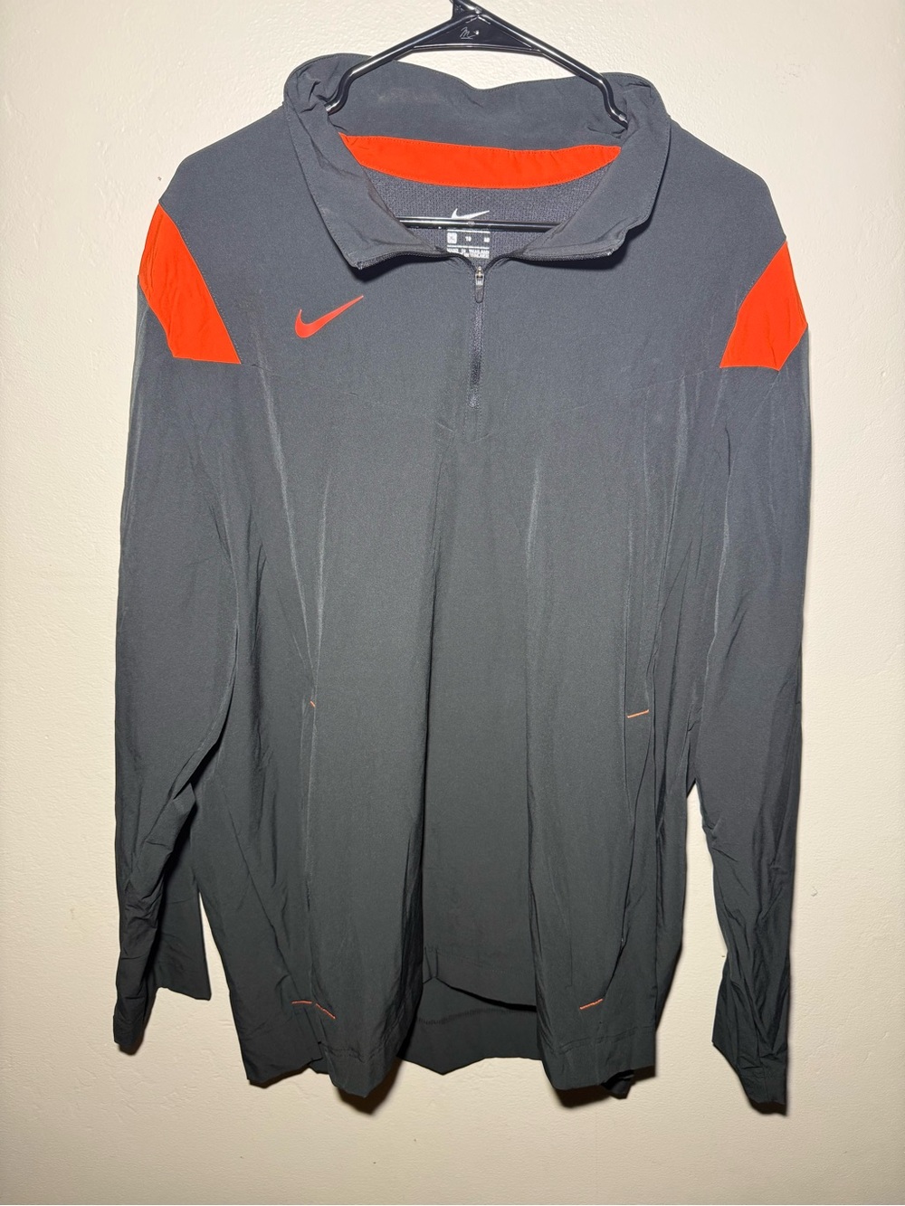Nike Men's Black Jacket with Orange Accents